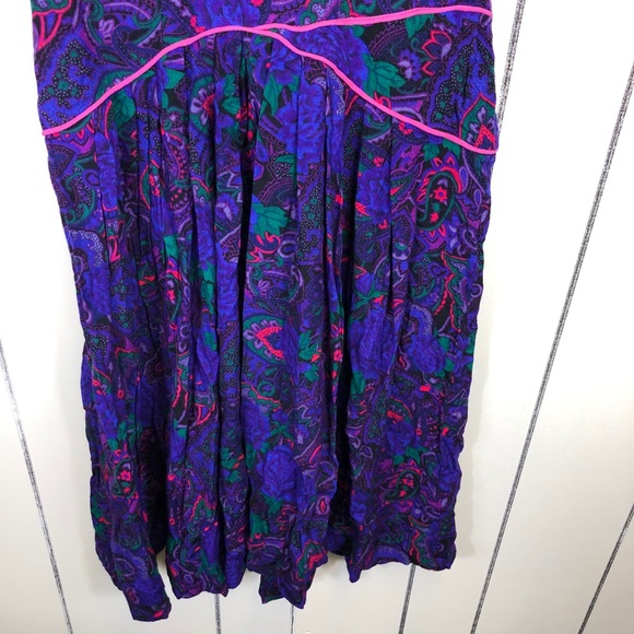 Vintage 1980s Purple Paisley Dress Sz 4 - Picture 11 of 16